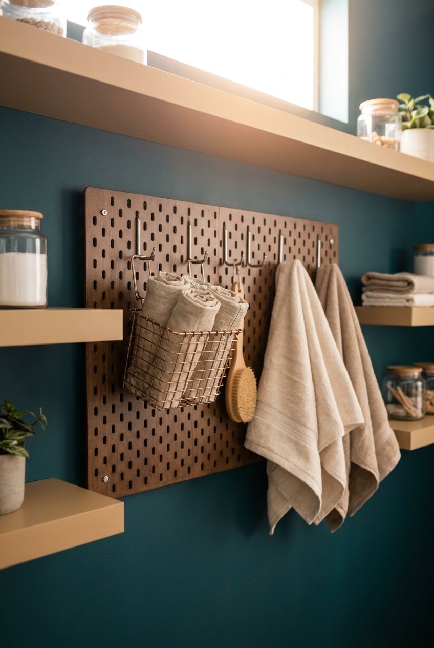 Pegboard mit Reinigungszubehör