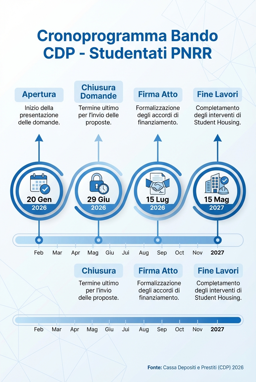 Cronoprogramma del bando CDP - Studentati PNRR
