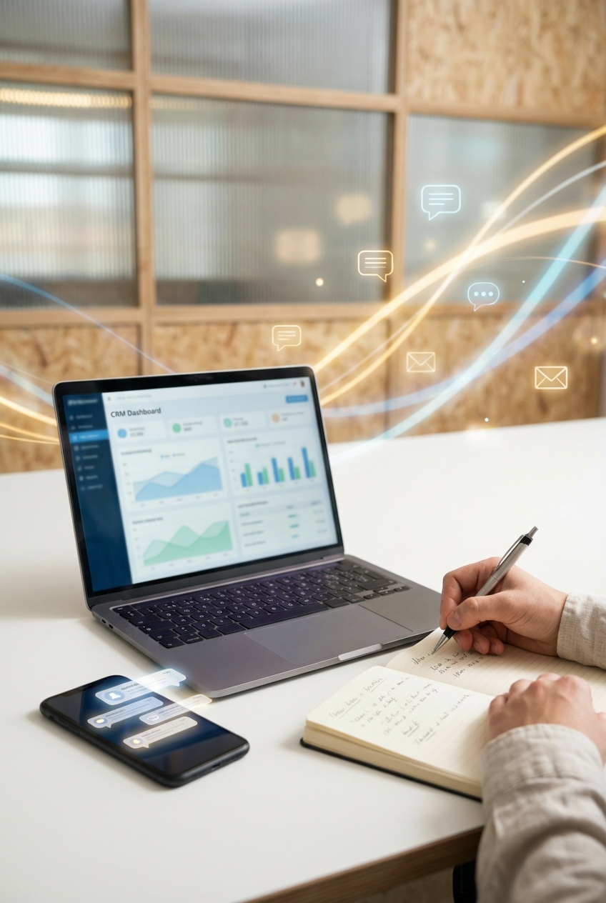 Dashboard di analisi e automazione marketing su laptop