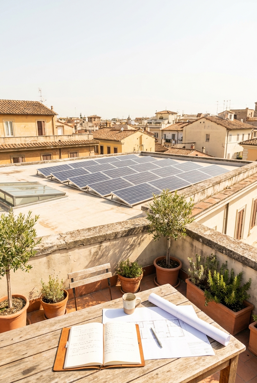 Impianto solare su tetto condominiale