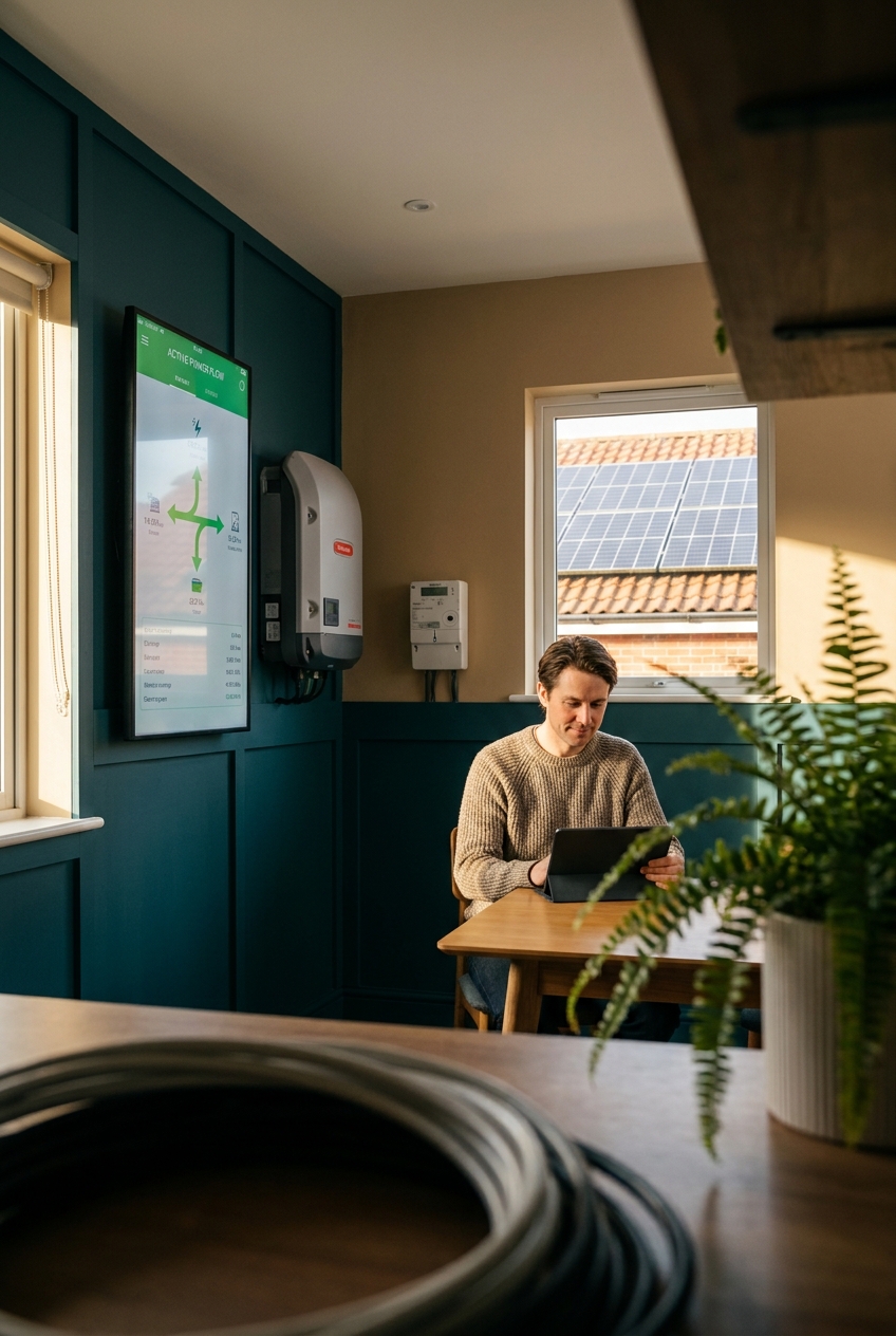 Home energy control con pannello solare e tablet