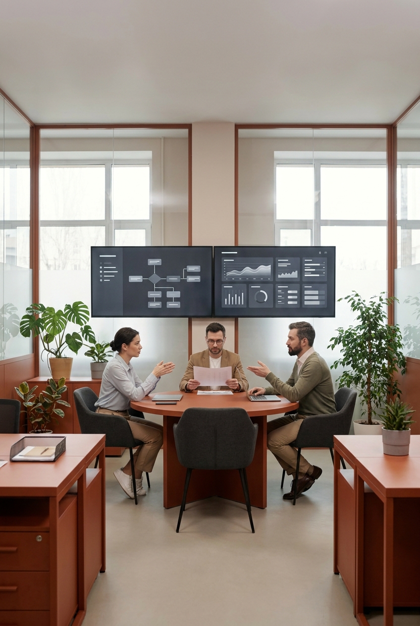 Team di marketing che collabora su una strategia di contenuti